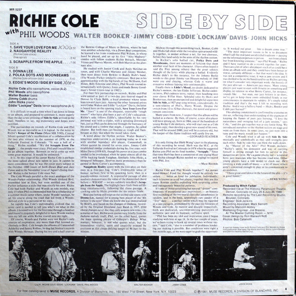 Richie Cole - Side By Side (Vinyl, LP, Album) Very Good (VG) / Good Plus (G+)