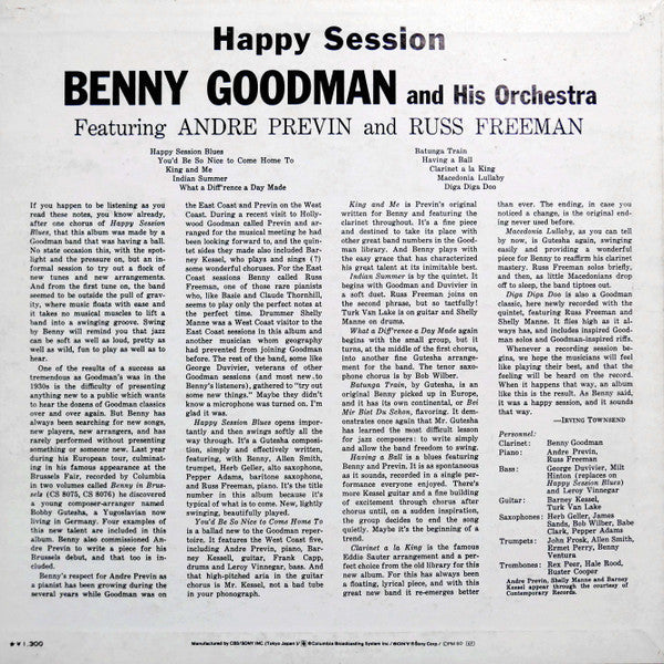 Benny Goodman And His Orchestra - Happy Session (Vinyl, LP, Album, ...