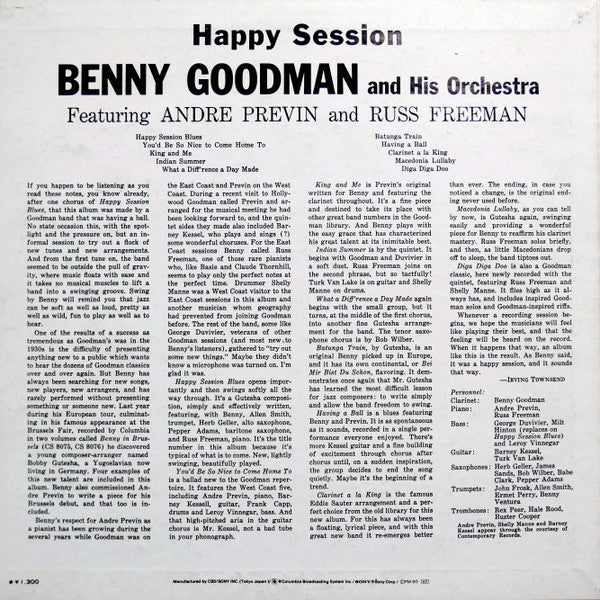 Benny Goodman And His Orchestra - Happy Session (Vinyl, LP, Album, Reissue, Stereo) Very Good Plus (VG+) / Very Good Plus (VG+)
