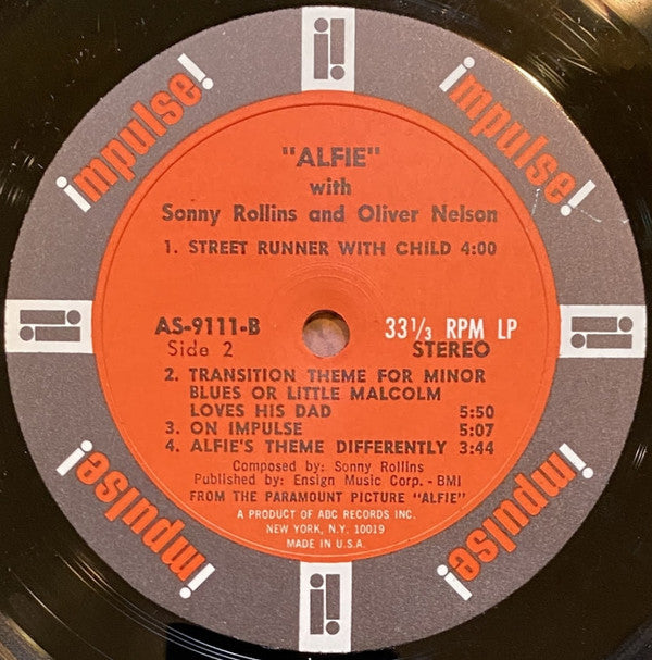 Sonny Rollins - Original Music From The Score "Alfie" (Vinyl, LP, Album, Reissue, Repress, Stereo) Good Plus (G+) / Good (G)