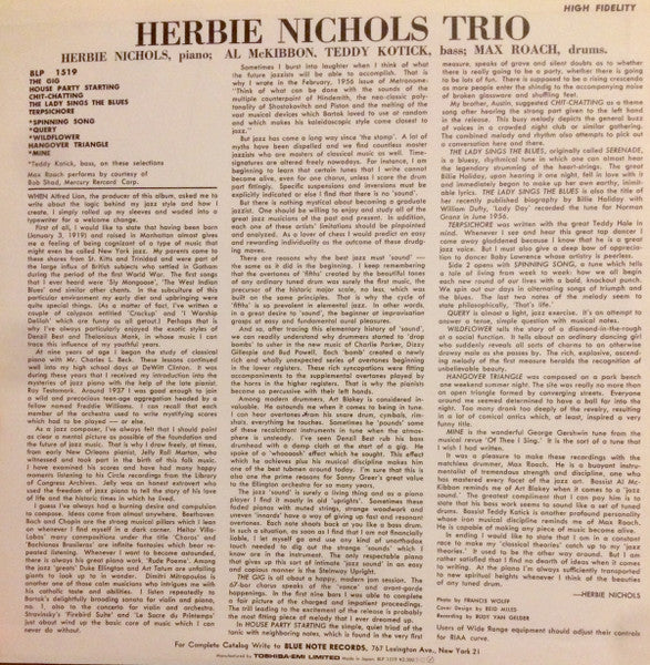 Herbie Nichols Trio - Herbie Nichols Trio (Vinyl, LP, Album, Reissue, Mono) Near Mint (NM or M-) / Near Mint (NM or M-)