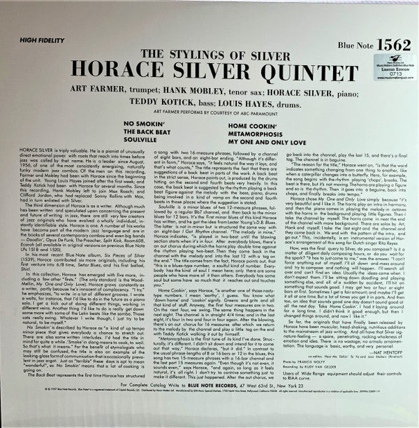 The Horace Silver Quintet - The Stylings Of Silver (2xVinyl, LP, 45 RPM, Album, Limited Edition, Numbered, Reissue, Mono) Very Good Plus (VG+) / Near Mint (NM or M-)