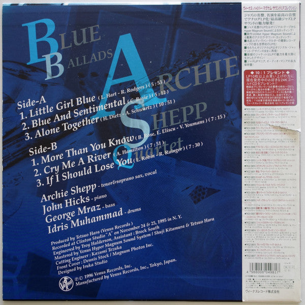 Archie Shepp Quartet - Blue Ballads (Vinyl, LP, Album, Limited Edition, Stereo) Near Mint (NM or M-) / Near Mint (NM or M-)