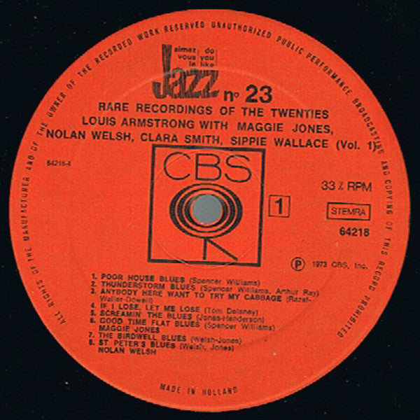 Louis Armstrong - Louis Armstrong With Maggie Jones, Nolan Welsh, Clara Smith, Sippie Wallace (Vol. 1) (Vinyl, LP, Compilation) Very Good (VG) / Very Good (VG)