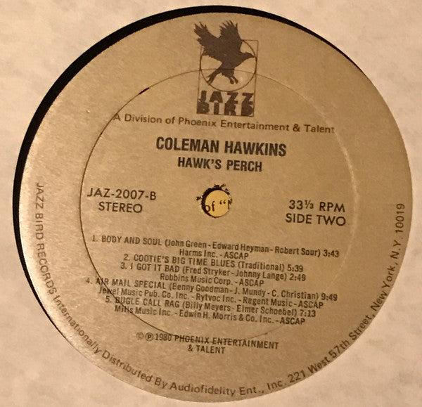 Coleman Hawkins - Hawk's Perch (Vinyl, LP, Compilation) Very Good (VG) / Very Good Plus (VG+)