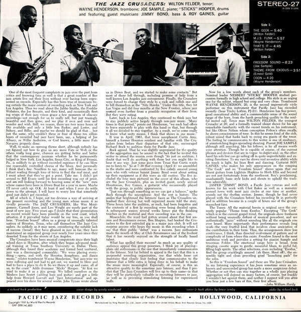 The Crusaders - Freedom Sound (Vinyl, LP, Album, Reissue, Stereo) Good Plus (G+) / Very Good Plus (VG+)
