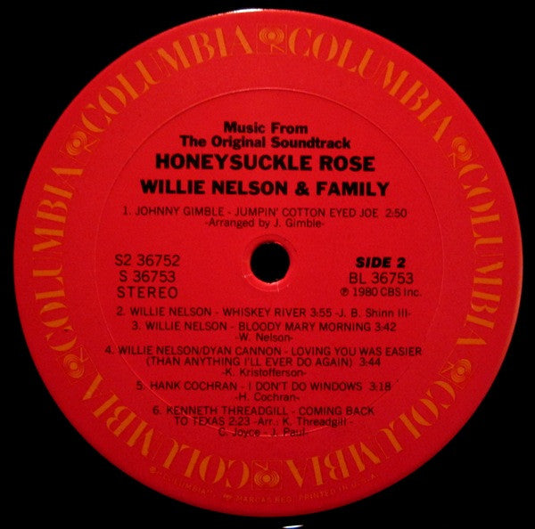 Willie Nelson & Family - Honeysuckle Rose (Music From The Original Soundtrack) (2xVinyl, LP, Album) Very Good (VG) / Very Good (VG)
