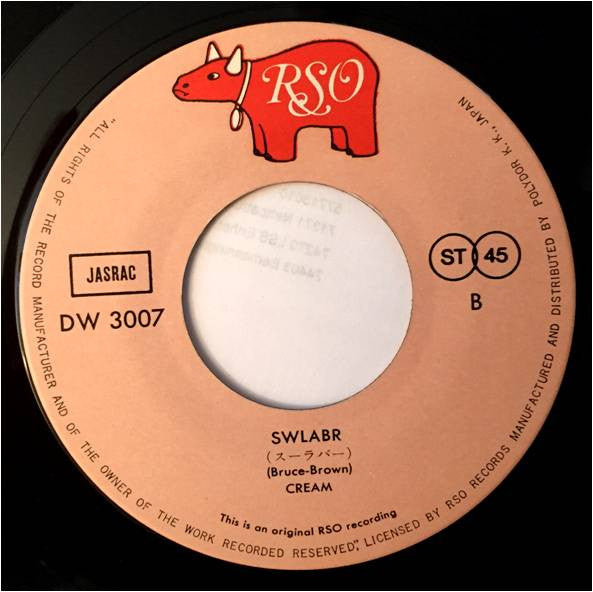 Cream (2) - Sunshine Of Your Love (Vinyl, 7", 45 RPM, Single, Reissue, Stereo) Very Good Plus (VG+) / Very Good (VG)