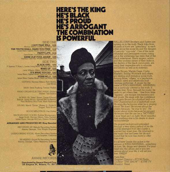King Hannibal - Truth (Vinyl, LP, Album, Stereo) Good Plus (G+) / Good (G)