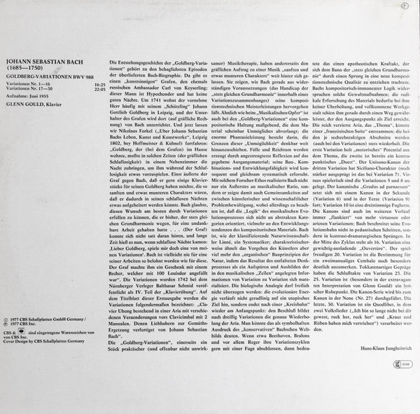 Johann Sebastian Bach - Goldberg-Variationen BWV 988 (Vinyl, LP, Album, Reissue, Stereo) Near Mint (NM or M-) / Very Good Plus (VG+)