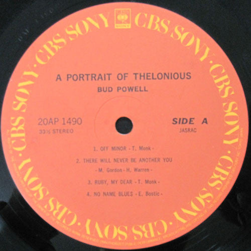 Bud Powell - A Portrait Of Thelonious (Vinyl, LP, Album, Stereo) Very Good Plus (VG+) / Very Good Plus (VG+)