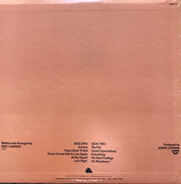Eric Carmen - Eric Carmen (Vinyl, LP, Album, Reissue, Stereo) Good Plus (G+) / Very Good (VG)