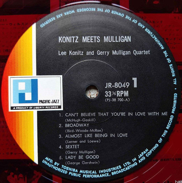 Lee Konitz - Konitz Meets Mulligan (Vinyl, LP, Album, Reissue, Mono) Very Good (VG) / Very Good (VG)