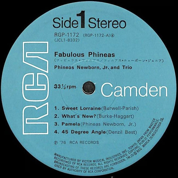 Phineas Newborn Trio - Fabulous Phineas (Vinyl, LP, Album, Reissue, Stereo) Very Good Plus (VG+) / Very Good Plus (VG+)
