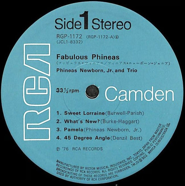 Phineas Newborn Trio - Fabulous Phineas (Vinyl, LP, Album, Reissue, Stereo) Very Good Plus (VG+) / Very Good Plus (VG+)