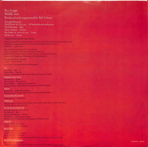 Boz Scaggs - Middle Man = ミドル・マン (Vinyl, LP, Album, Stereo)