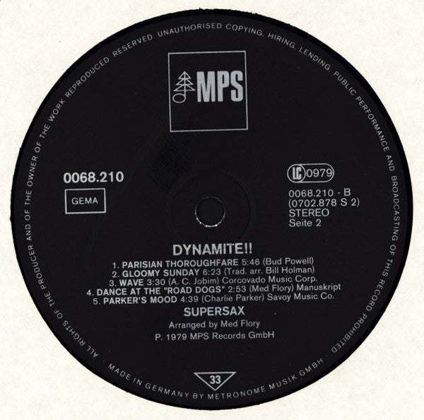 Supersax - Dynamite !! (Vinyl, LP, Album) Very Good Plus (VG+) / Very Good Plus (VG+)