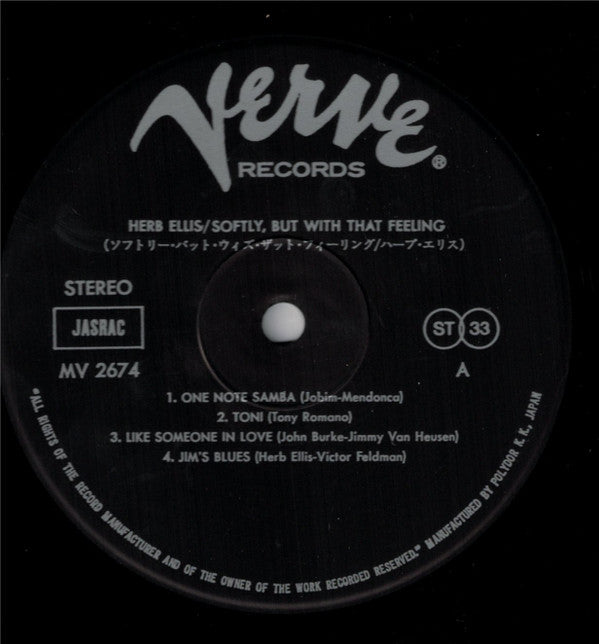 Herb Ellis - Softly... But With That Feeling (Vinyl, LP, Album, Reissue) Very Good Plus (VG+) / Very Good (VG)