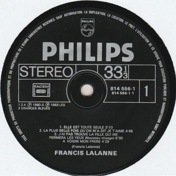 Francis Lalanne - Francis Lalanne (Vinyl, LP, Album, Reissue, Stereo) Very Good (VG) / Good Plus (G+)