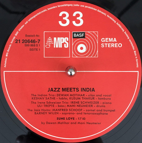 Dewan Motihar Trio - Jazz Meets India (Vinyl, LP, Album, Reissue) Very Good (VG) / Very Good (VG)