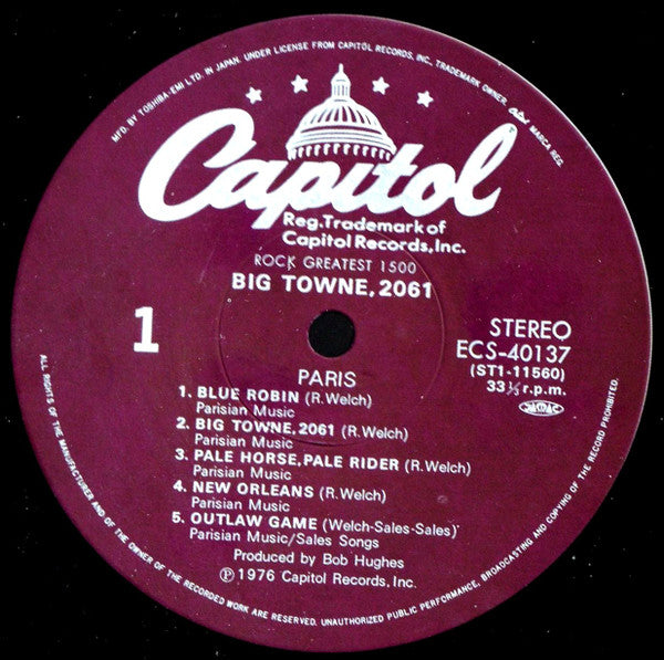 Paris (19) - Big Towne, 2061 (Vinyl, LP, Album, Stereo) Very Good Plus (VG+) / Very Good Plus (VG+)
