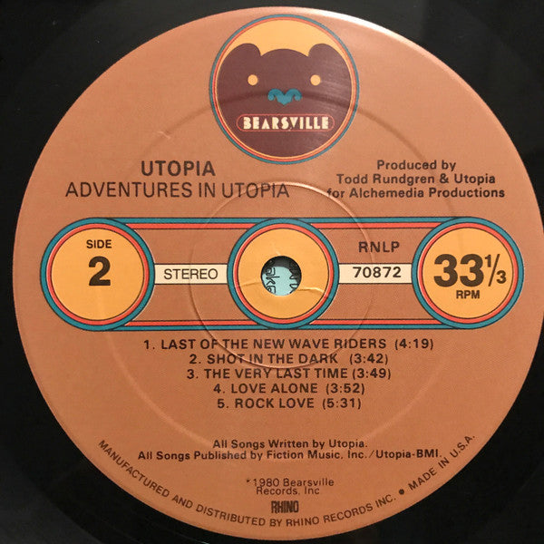 Utopia (5) - Adventures In Utopia (Vinyl, LP, Album, Reissue) Very Good (VG) / Very Good Plus (VG+)