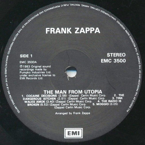 Frank Zappa - The Man From Utopia (Vinyl, LP, Album, Reissue, Remastered) Very Good (VG) / Good Plus (G+)