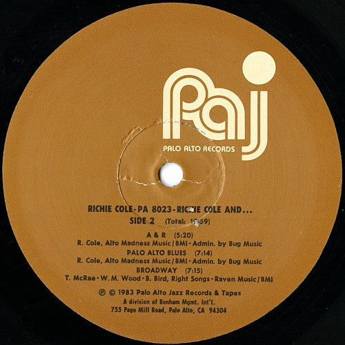 Richie Cole - Return To Alto Acres (Vinyl, LP, Album) Very Good (VG) / Very Good Plus (VG+)
