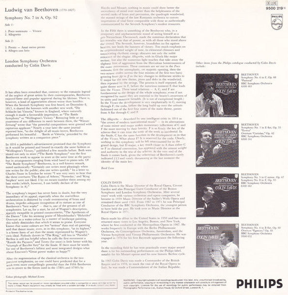 Ludwig Van Beethoven - Symphony No. 7 In A, Op. 92 (Vinyl, LP, Deluxe Edition, Stereo) Very Good Plus (VG+) / Very Good Plus (VG+)