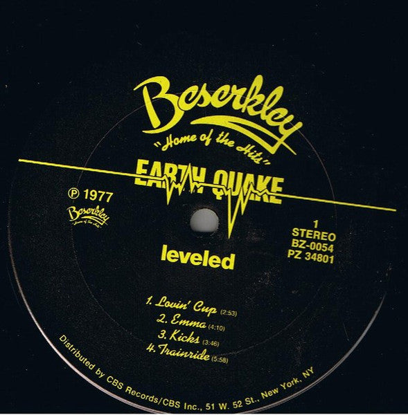Earth Quake (2) - Leveled (Vinyl, LP, Album) Very Good (VG) / Very Good Plus (VG+)