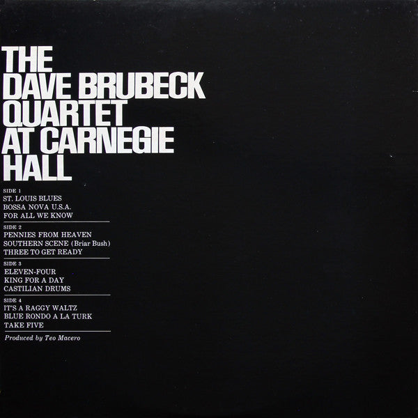 The Dave Brubeck Quartet - At Carnegie Hall (2xVinyl, LP, Album, Stereo, Reissue) Very Good (VG) / Very Good (VG)