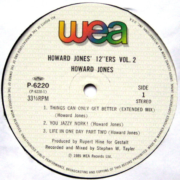 Howard Jones - Howard Jones' 12"Ers Vol. 2 (Vinyl, LP, Album, Compi...