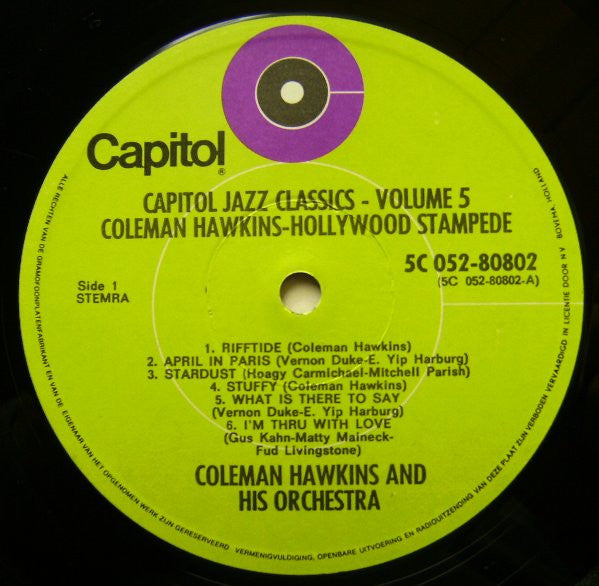 Coleman Hawkins And His Orchestra - Hollywood Stampede (Vinyl, LP, Compilation) Very Good Plus (VG+) / Very Good Plus (VG+)