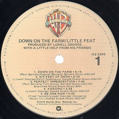 Little Feat - Down On The Farm (Vinyl, LP, Album, Stereo) Good Plus (G+) / Very Good Plus (VG+)