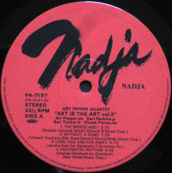 Art Pepper Quartet - Art Is The Art Vol. 2 (Vinyl, LP, Album, Reiss...