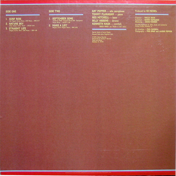 Art Pepper - Straight Life (Vinyl, LP, Album)