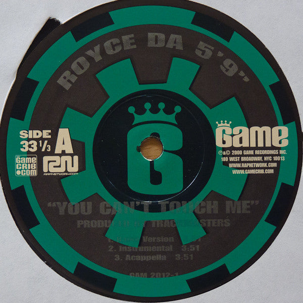 Royce Da 5'9" - You Can't Touch Me / D-Elite (Vinyl, 12", 33 ⅓ RPM) Good Plus (G+) / Very Good Plus (VG+)