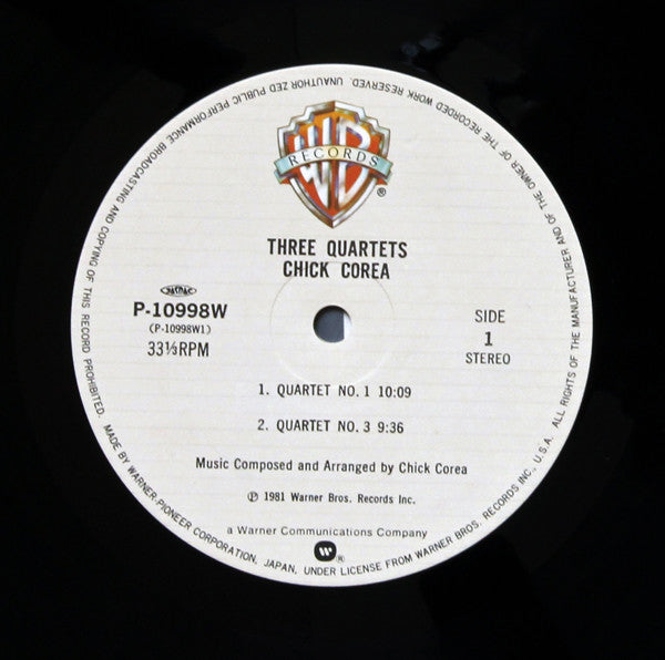 Chick Corea - Three Quartets (Vinyl, LP, Album)