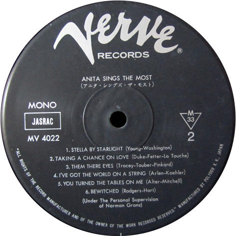 Anita O'Day - Anita Sings The Most (Vinyl, LP, Album, Mono, Reissue)