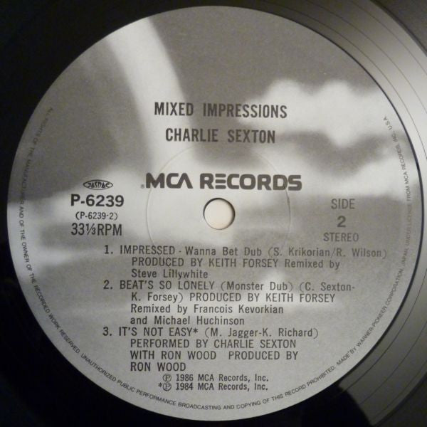 Charlie Sexton - Mixed Impressions (Vinyl, 33 ⅓ RPM, Mini-Album, 12") Near Mint (NM or M-) / Very Good Plus (VG+)