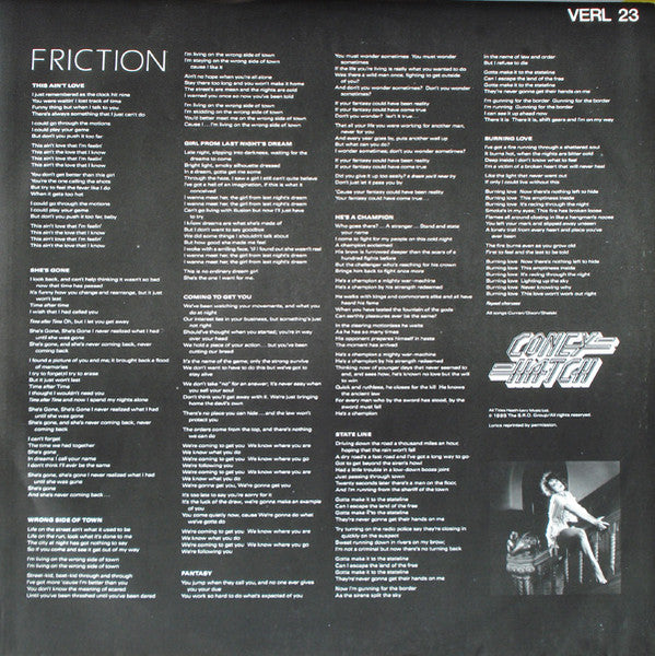 Coney Hatch - Friction (Vinyl, LP, Album) Very Good Plus (VG+) / Very Good (VG)