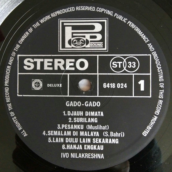 Ivo Nilakreshna - Gado Gado (Vinyl, LP, Album, Stereo) Very Good (VG) / Very Good (VG)