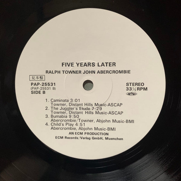 Ralph Towner - Five Years Later (Vinyl, LP, Album, Promo) Very Good Plus (VG+) / Very Good Plus (VG+)