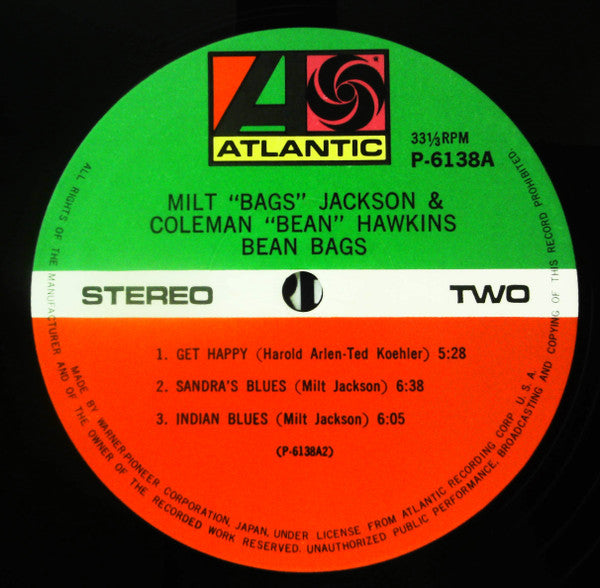 Milt Jackson - Bean Bags (Vinyl, LP, Album, Stereo, Reissue) Very Good Plus (VG+) / Very Good Plus (VG+)