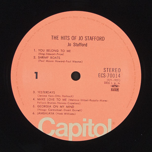 Jo Stafford - The Hits Of Jo Stafford (Vinyl, LP, Album, Reissue, Mono) Very Good Plus (VG+) / Very Good (VG)
