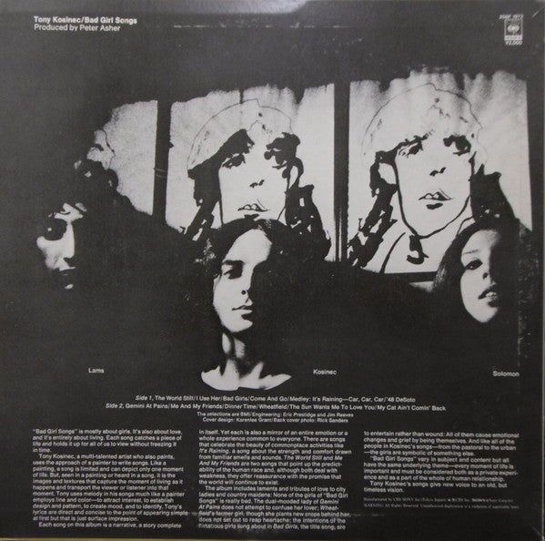 Tony Kosinec - Bad Girl Songs (Vinyl, LP, Album, Reissue) Near Mint (NM or M-) / Very Good Plus (VG+)