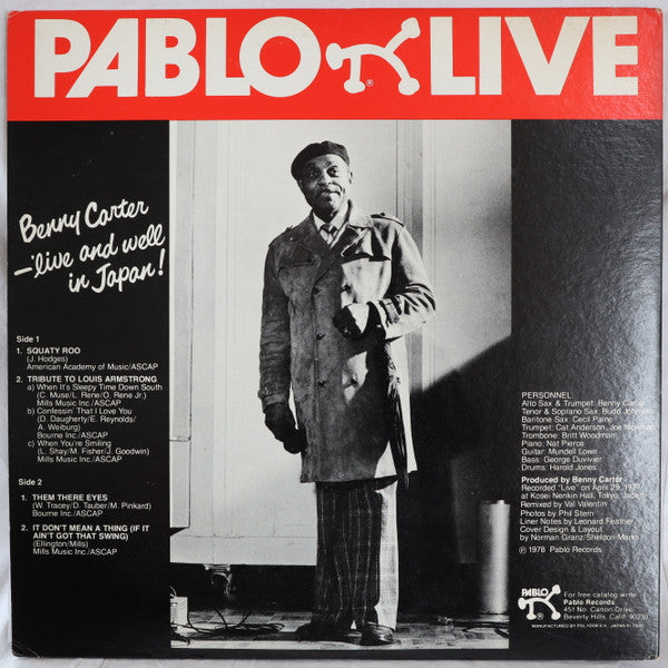 Benny Carter - Live And Well In Japan! (Vinyl, LP, Album, Promo) Very Good Plus (VG+) / Very Good Plus (VG+)