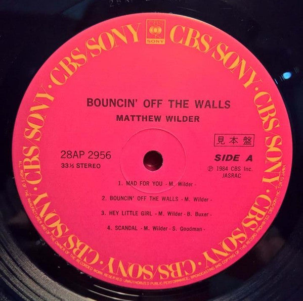 Matthew Wilder - Bouncin' Off The Walls (Vinyl, LP, Album, Promo)