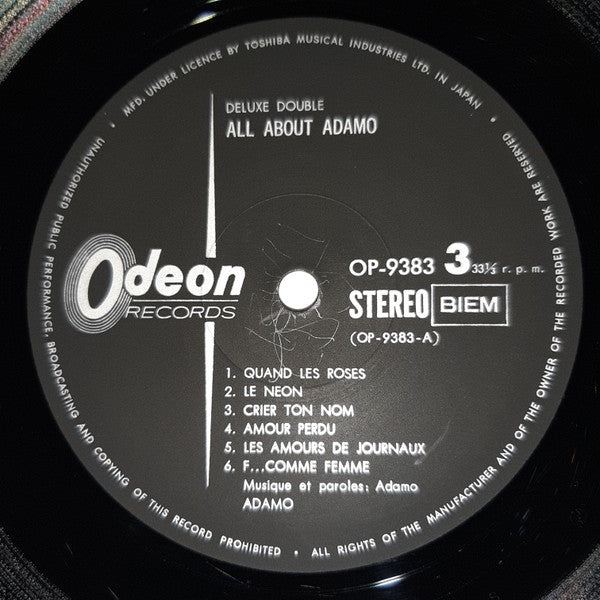 Adamo - Deluxe Double / All About Adamo (2xVinyl, LP, Compilation, Stereo) Good Plus (G+) / Good Plus (G+)