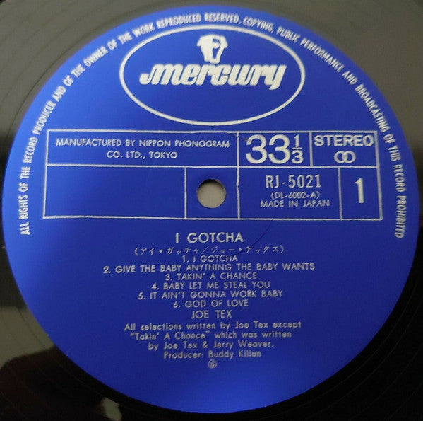 Joe Tex - I Gotcha (Vinyl, LP, Album, Stereo) Good Plus (G+) / Good Plus (G+)